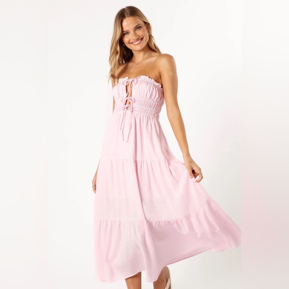 Petal + Pup IRIS STRAPLESS MIDI DRESS - pink